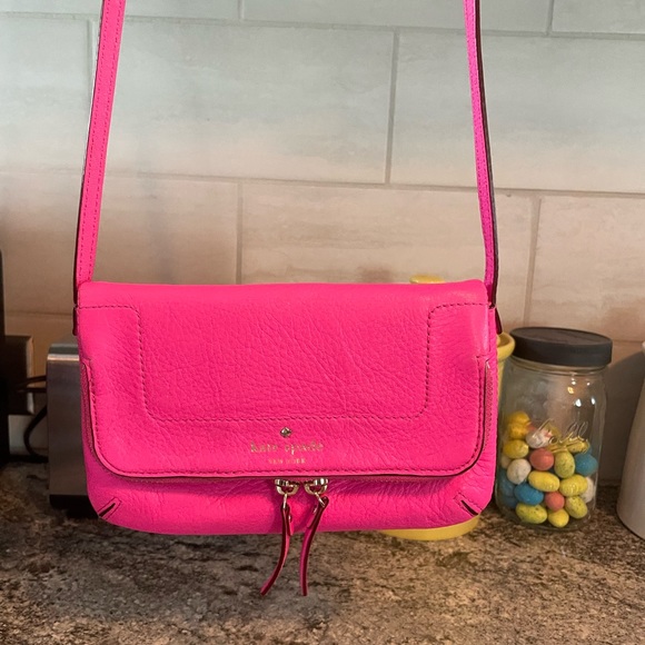 kate spade Bags Kate Spade Hot Pink Leather Foldover Crossbody Bag